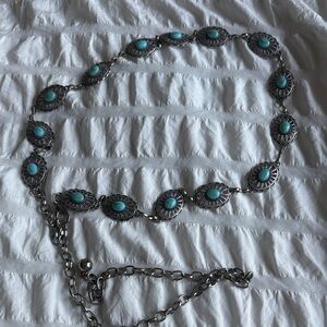 Turquoise Silver-Tone Concho Belt - Women's Jewelry